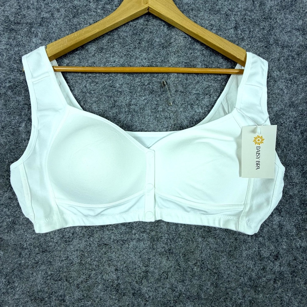 Daisy Bra Front Snap Closure Bra Womens 3XL White Comfort Padded Cups Stretch